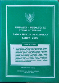 UNDANG-UNDANG RI NOMOR 9 TENTANG BADAN HUKUM PENDIDIKAN TAHUN 2009